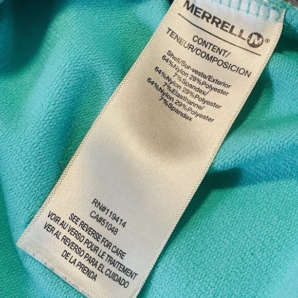 Merrell Sleeveless Running Hoodie Womens Size S/P Heathered Green Pockets - Picture 7 of 10